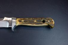 Early PUMA White Hunter 6377 Germany Stag Knife w/ Sheath – Visible Handle Repair