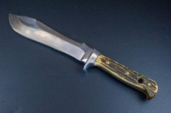 Early PUMA White Hunter 6377 Germany Stag Knife w/ Sheath – Visible Handle Repair