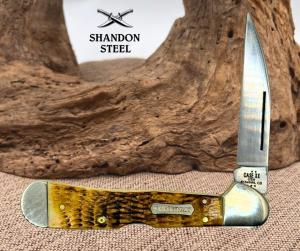CASE BURNT AMBER ROGERS JIGGED BONE 61549WL CS COPPERLOCK 51392  CARBON STEEL 16