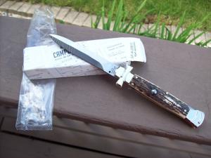 A. G. A. Campolin Maniago, Italy Maltese Cross Bayonet 9 Incher Lockback W/Genuine Stag/Antler NIB