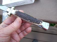 A. G. A. Campolin Maniago, Italy Maltese Cross Bayonet 9 Incher Lockback W/Genuine Stag/Antler NIB