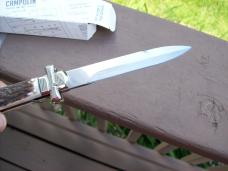A. G. A. Campolin Maniago, Italy Maltese Cross Bayonet 9 Incher Lockback W/Genuine Stag/Antler NIB