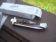 A. G. A. Campolin Maniago, Italy Maltese Cross Bayonet 9 Incher Lockback W/Genuine Stag/Antler NIB