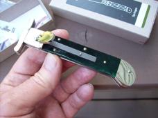 Hubertus Guardian Knife Solingen, Germany Very Rare Green Bone Swing Guard UNUSED W/Box