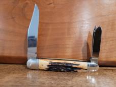 Winchester 1996 NKCA Club Knife, Stag Split Back 3 Blade Whittler, Pattern# 350101
