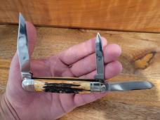 Winchester 1996 NKCA Club Knife, Stag Split Back 3 Blade Whittler, Pattern# 350101
