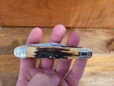 Winchester 1996 NKCA Club Knife, Stag Split Back 3 Blade Whittler, Pattern# 350101
