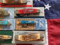 Case xx Sleeveboard, Sowbell, Cattle, Canoe, Tiny Trapper, Stockman, Doctor knife