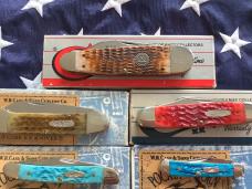 Case xx Sleeveboard, Sowbell, Cattle, Canoe, Tiny Trapper, Stockman, Doctor knife
