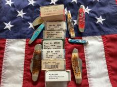 Case xx Sleeveboard, Sowbell, Cattle, Canoe, Tiny Trapper, Stockman, Doctor knife