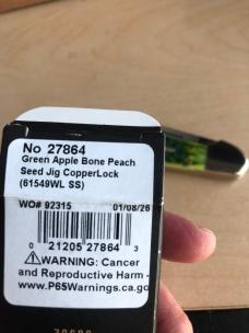 Case Green Apple Bone Peach Seed Jig CoppperLock