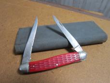 VTG CAMILLUS NEW YORK USA #20 Muskrat Knife Rehandled in Red Jigged Bone