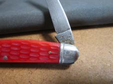 VTG CAMILLUS NEW YORK USA #20 Muskrat Knife Rehandled in Red Jigged Bone