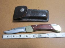 VTG SCHRADE USA LB7  Wood Handle Folding Hunter Lockback Knife & Original Sheath