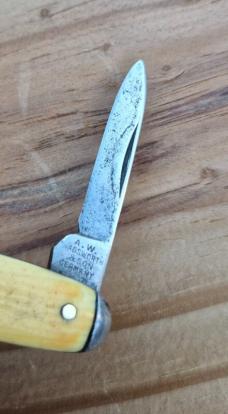 2 3/4" Vintage A.W. Wadsworth & Son2-Blade Pocket Knife, Germany, Celluloid Handles