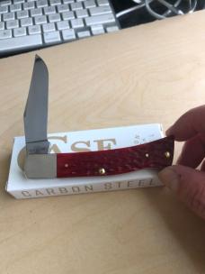 Case Dark Red Bone Peach Seed Jig Axe Handle 