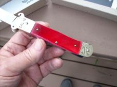 Hubertus Knife Shellpuller Patronenzieher Solingen Germany Rare Red Bone Large Size 11 UNUSED NIB.