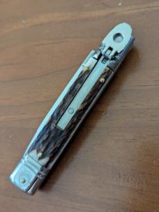 New old stock AKC Slimline Leverlock 20cm - 8” Stag Switchblade... Super snappy! 