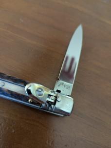 New old stock AKC Slimline Leverlock 20cm - 8” Stag Switchblade... Super snappy! 