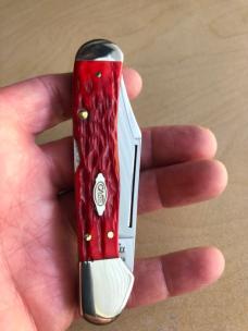 Case Dark Red Bone Peach Seed Jig Copperlock
