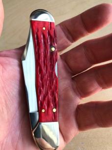 Case Dark Red Bone Peach Seed Jig Copperlock