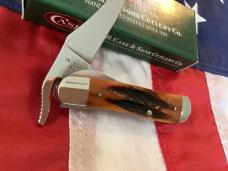 2004 Case xx Russlock Knife w/ Super Vintage Amber Carved Bone Handles (mdl# V61953L) -NOS Orig box