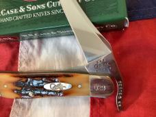 2004 Case xx Russlock Knife w/ Super Vintage Amber Carved Bone Handles (mdl# V61953L) -NOS Orig box