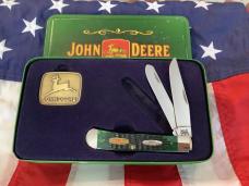 2000 Case xx John Deere Trapper w/ Dark Green Bone Handles (mdl# 6254 SS) NOS in orig Tin