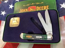 2000 Case xx John Deere Trapper w/ Dark Green Bone Handles (mdl# 6254 SS) NOS in orig Tin