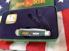 2000 Case xx John Deere Trapper w/ Dark Green Bone Handles (mdl# 6254 SS) NOS in orig Tin