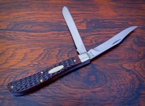 1983 2-blade Case Slimline Trapper - brown delrin 