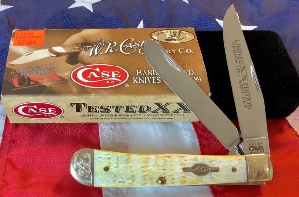 2004 Case xx (Mdl# 6254 SS) Trapper w/ Natural Bone Handles & Scrolled Bolsters in Black velvet box 2004 Case xx (Mdl# 6254 SS) Trapper w/ Natural Bone Handles & Scrolled Bolsters in Black velvet box