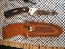 SCHRADE OLD TIMER USA 152 SHARPFINGER & 158OT GUTHOOK SKINNER CARBON STEEL FIXED BLADE KNIFE/ SHEATH
