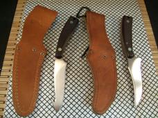 SCHRADE OLD TIMER USA 152 SHARPFINGER & 158OT GUTHOOK SKINNER CARBON STEEL FIXED BLADE KNIFE/ SHEATH