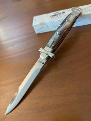 NIB  A G A CAMPOLIN BAYO BLADE 23CM - 9quot MALTESE LOCKBACK AUTOMATIC WBRAZILIAN HORN SCALES NS