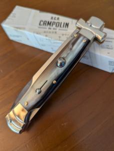 NIB  A. G. A. CAMPOLIN BAYO BLADE 23CM - 9" MALTESE LOCKBACK AUTOMATIC W/BRAZILIAN HORN SCALES NS!!!