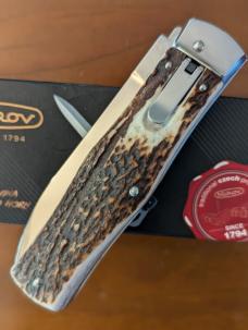 NIB 2 BLADE STAG MIKOV PREDATOR DAGGER BLADE FISHING AUTOMATIC 