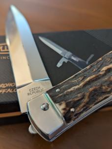 NIB 2 BLADE STAG MIKOV PREDATOR DAGGER BLADE FISHING AUTOMATIC 