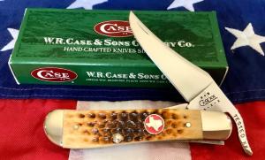 2004 Case xx Russlock Knife w Super Honey Bone Handles mdl 61953L SS Texas Shield -NOS Orig box