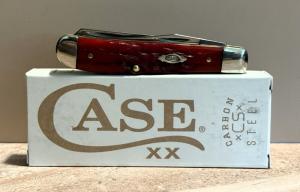 2026 Case XX™ Peach Seed Jigged Dark Red Bone Mini Trapper Carbon Steel Pocket Knife 31952