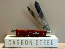 2026 Case XX™ Peach Seed Jigged Dark Red Bone Mini Trapper Carbon Steel Pocket Knife 31952