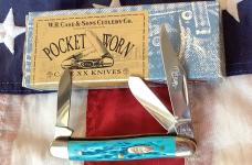 Case xx 1st Run Stockman Knife (MDL# 63087 SS) w/ Sweet Caribbean Blue Bone Handles -NOS & M/NM