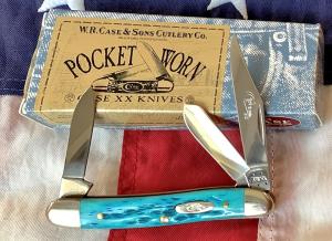 Case xx 1st Run Stockman Knife MDL 63087 SS w Sweet Caribbean Blue Bone Handles -NOS amp MNM