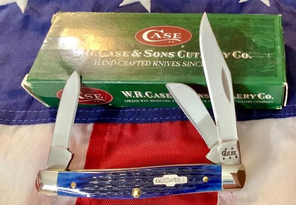 2005 Case xx Stockman Knife (MDL# 63087 SS) w/ Nice Dark Blue Bone Handles -NOS & M/NM
