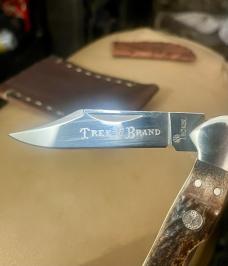 Boker Copperhead D2 Carbon Steel Lockback Knife Stag Handles