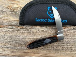 SACRED BEAR "TORY UTT" CUSTOM AMBER STAG TEARDROP JACK CPM 154 KNIFE