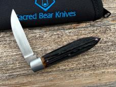 SACRED BEAR "TORY UTT" CUSTOM AMBER STAG TEARDROP JACK CPM 154 KNIFE