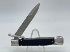 STEEL RIVER Black Damascus Automatic Stiletto Lockback