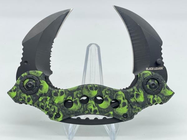 BLACK LEGION BV186 Undead Assisted Flipper Open Double Karambit BLACK LEGION BV186 Undead Assisted Flipper Open Double Karambit