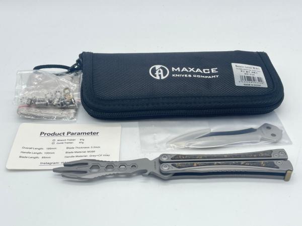 MAXACE Designed by MidnightCat Loran Titanium & CF Balisong Butterfly w/ Pouch MAXACE Designed by MidnightCat Loran Titanium & CF Balisong Butterfly w/ Pouch